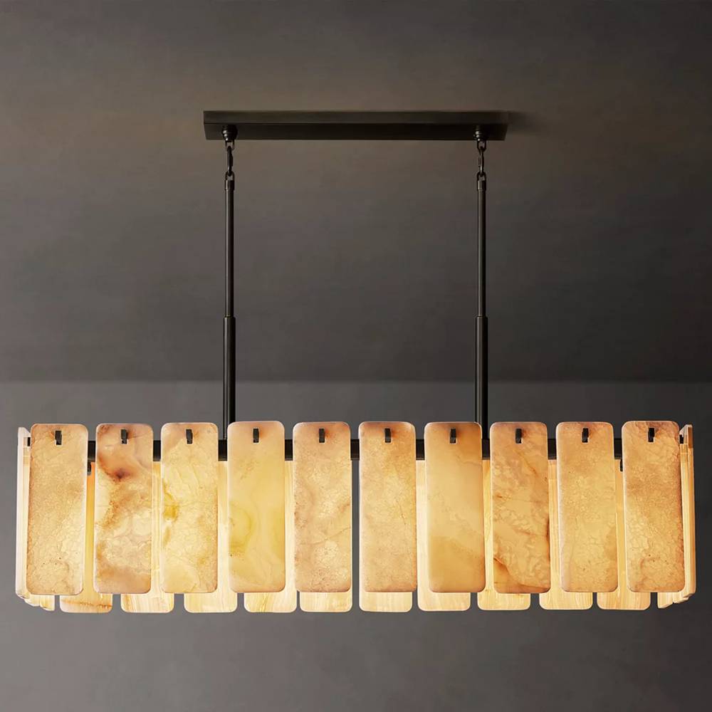 Calamette Striated Onyx Rectangular Chandelier 60"