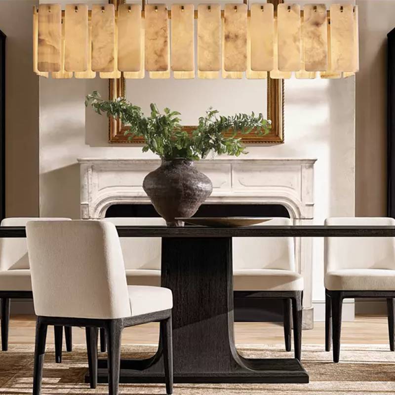 Calamette Striated Onyx Rectangular Chandelier 74"