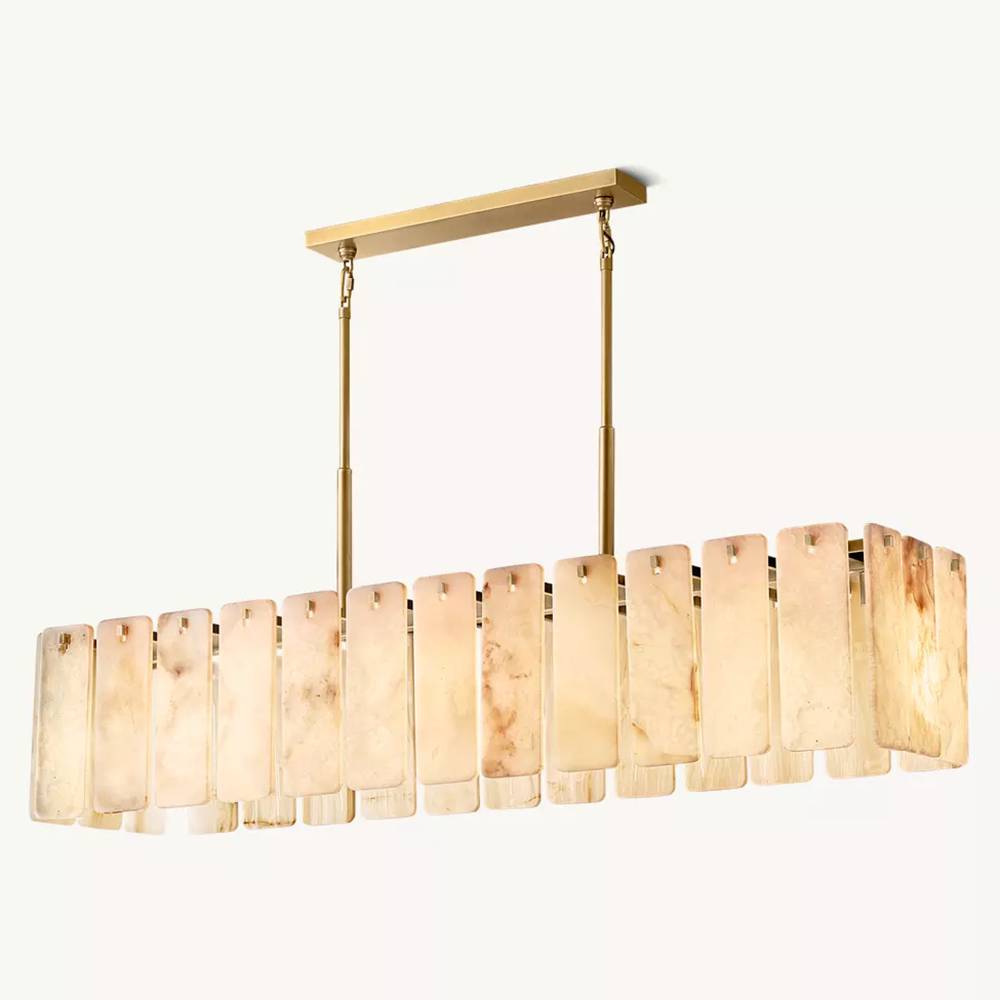 Calamette Striated Onyx Rectangular Chandelier 74"