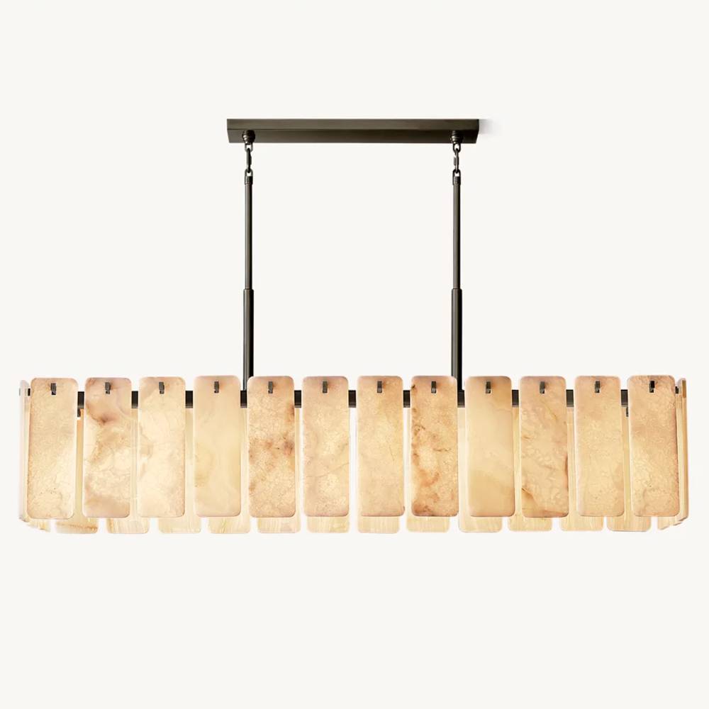 Calamette Striated Onyx Rectangular Chandelier 74"