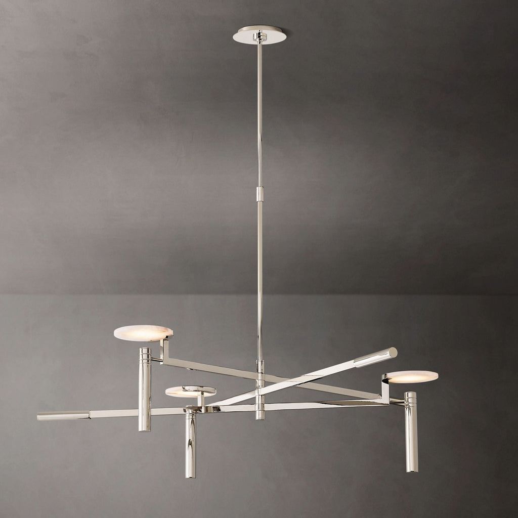 Halver Alabaster Dome Round Chandelier 45"