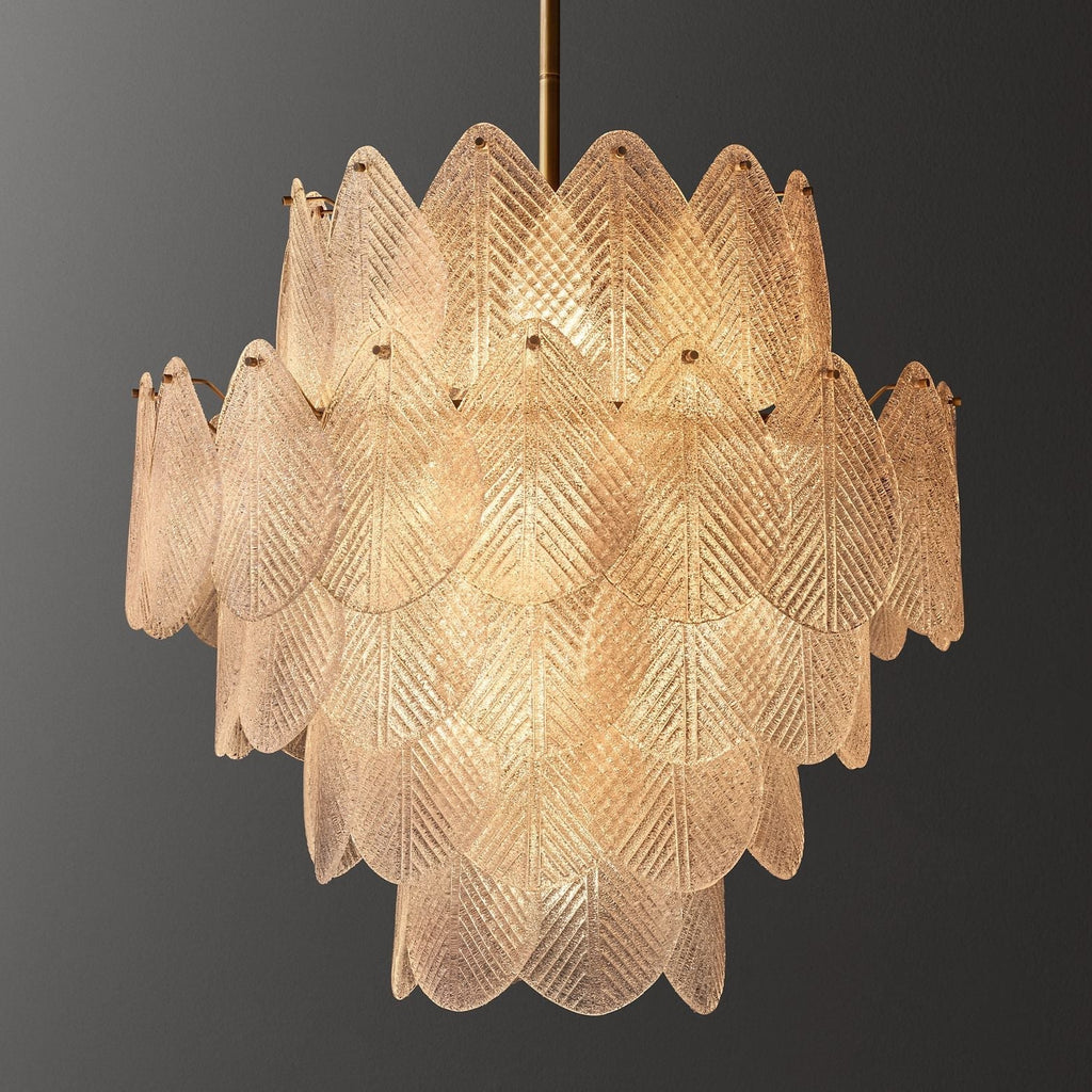 Vanero Pebble Leaf Round Chandelier 30"