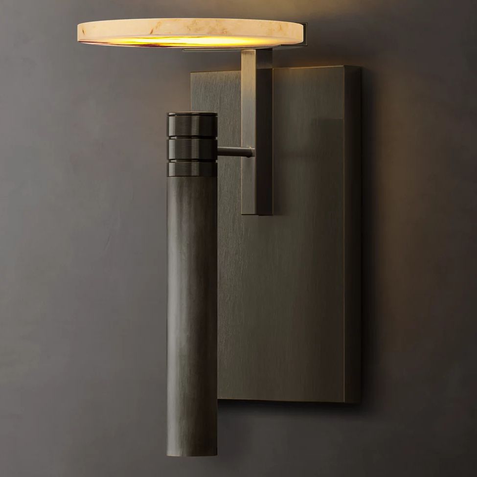 Halver Alabaster Dome Wall Sconce