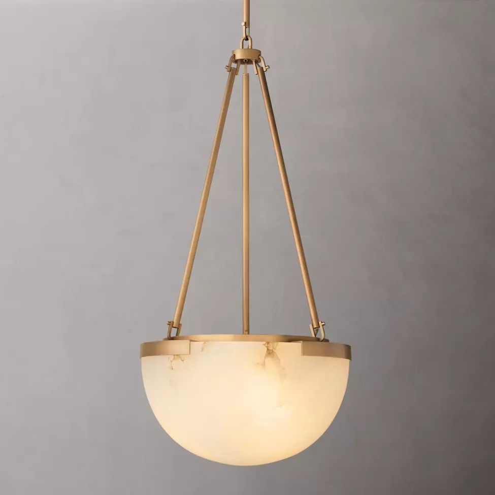 Halver Alabaster Dome Pendant Light
