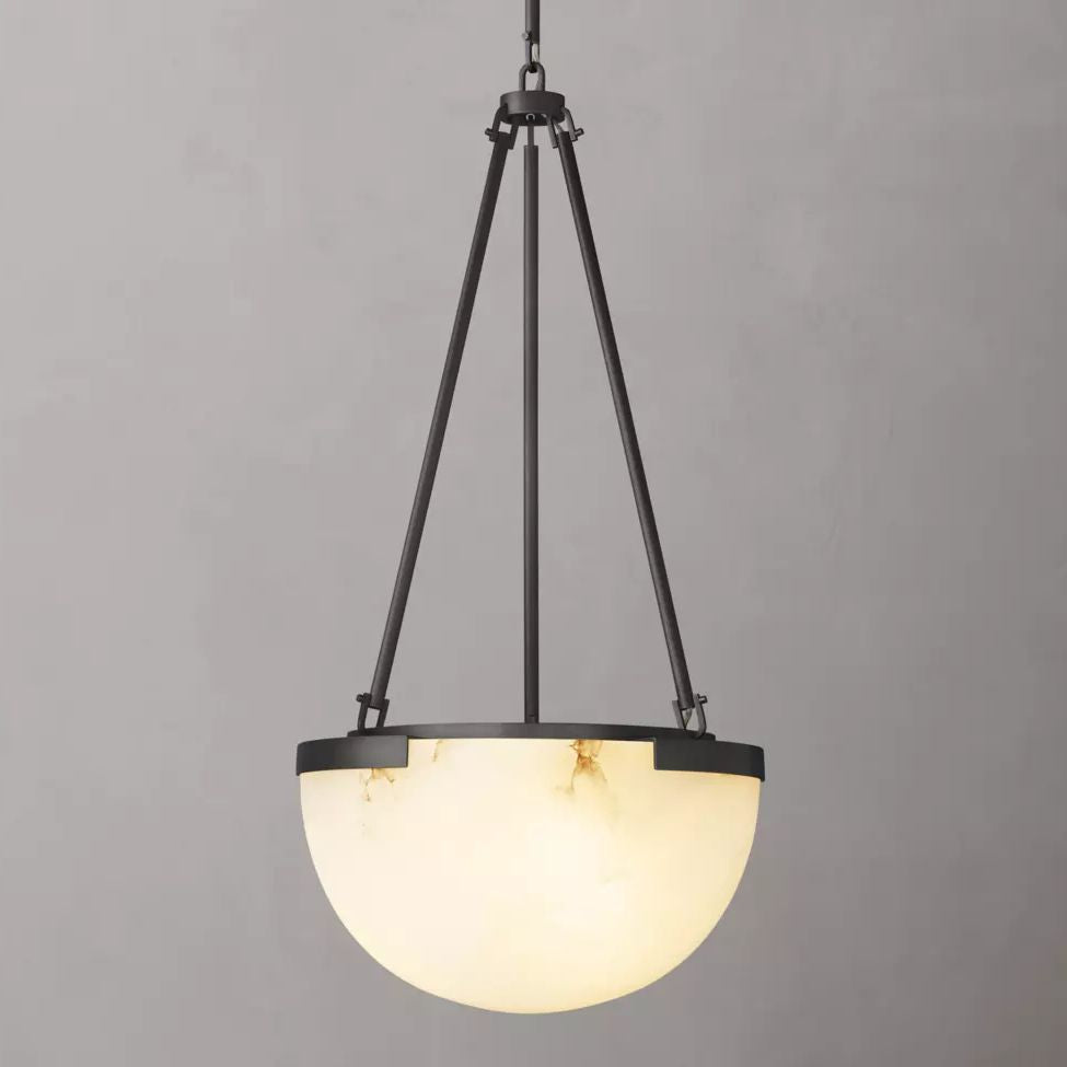 Halver Alabaster Dome Pendant Light