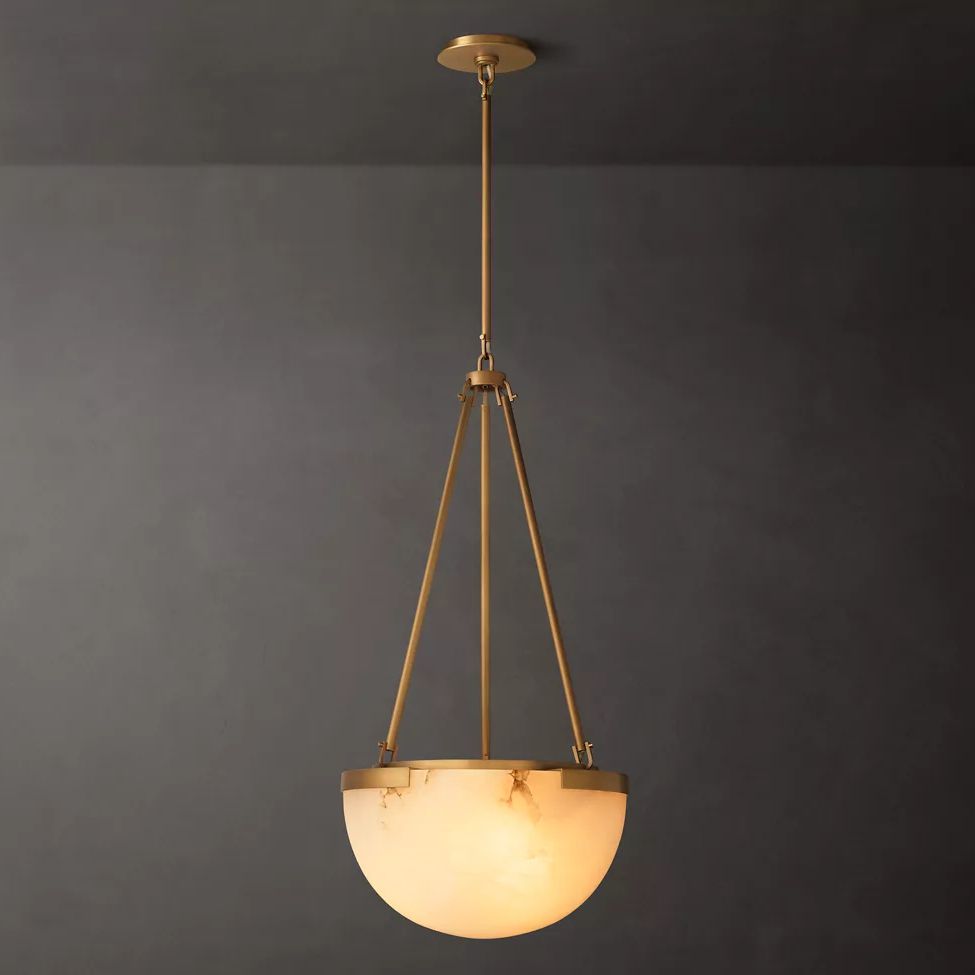 Halver Alabaster Dome Pendant Light