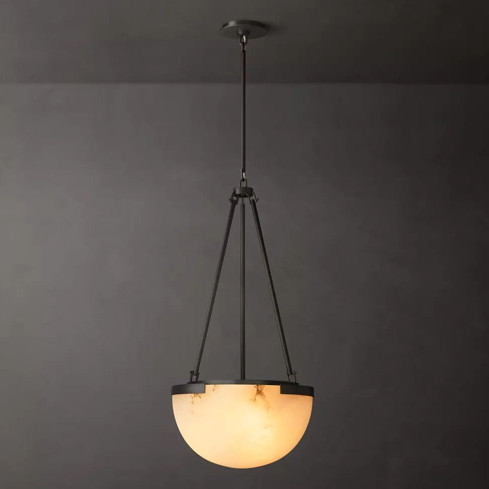 Halver Alabaster Dome Pendant Light