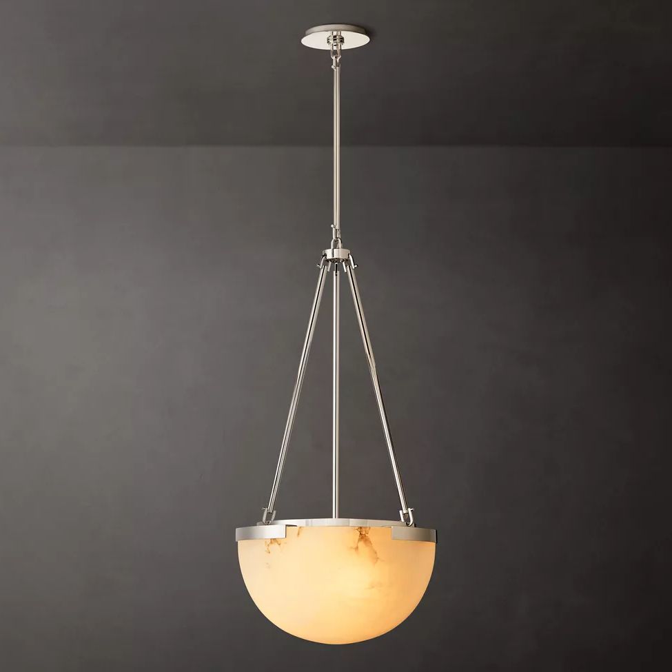 Halver Alabaster Dome Pendant Light