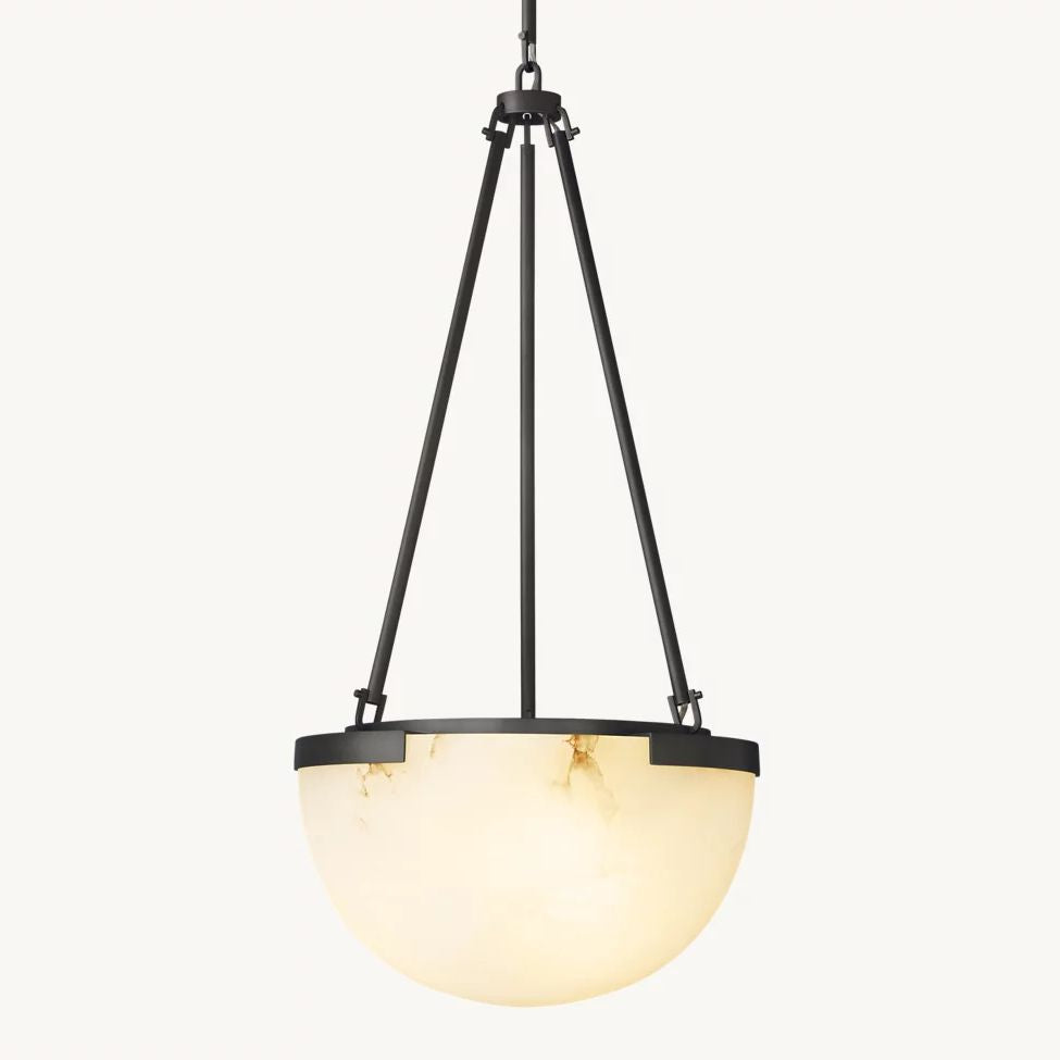 Halver Alabaster Dome Pendant Light