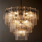 Lattice Module Glass Tiered Round Chandelier 36"