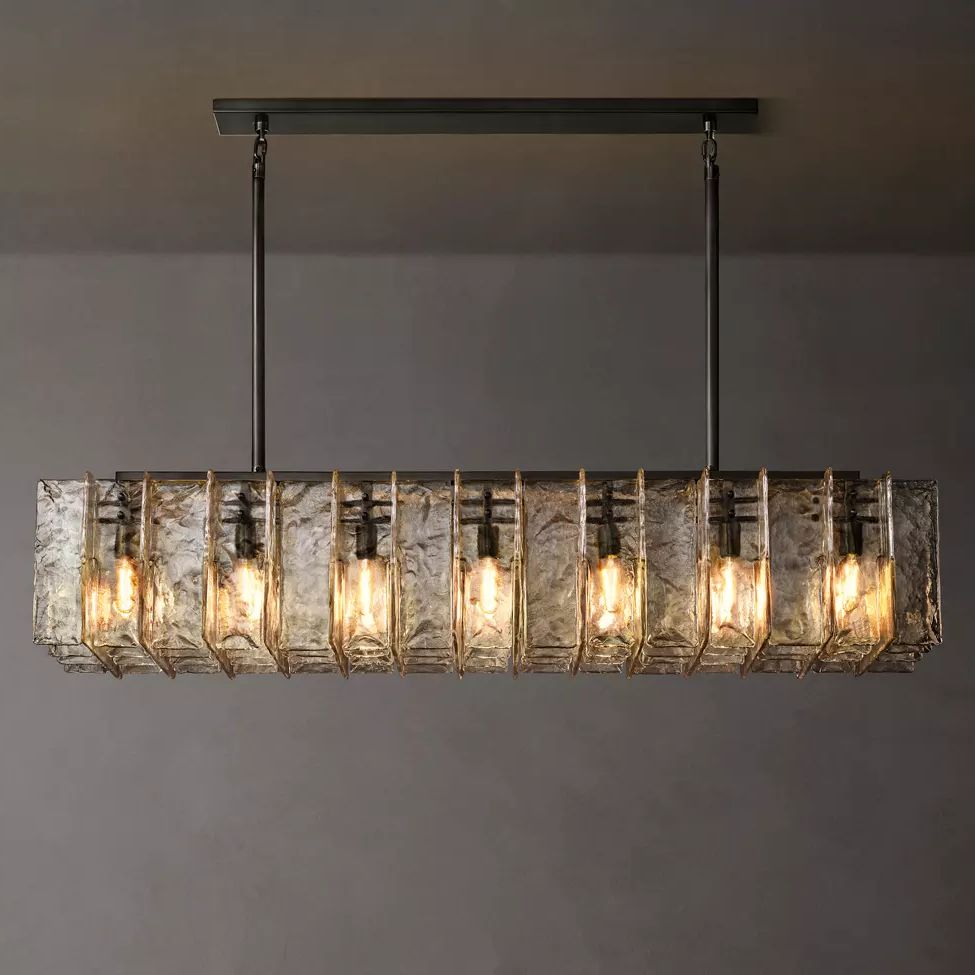 Lattice Module Glass Rectangular Chandelier 49"