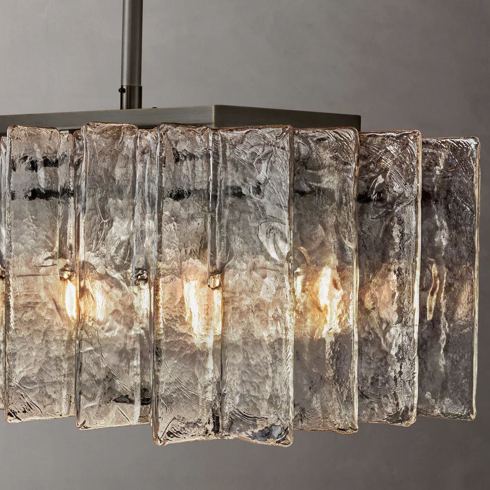 Lattice Module Glass Rectangular Chandelier 67"