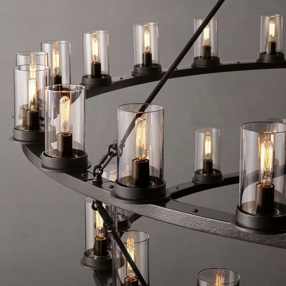 Ondra Flare Burnt Two-Tier Round Chandelier 48"