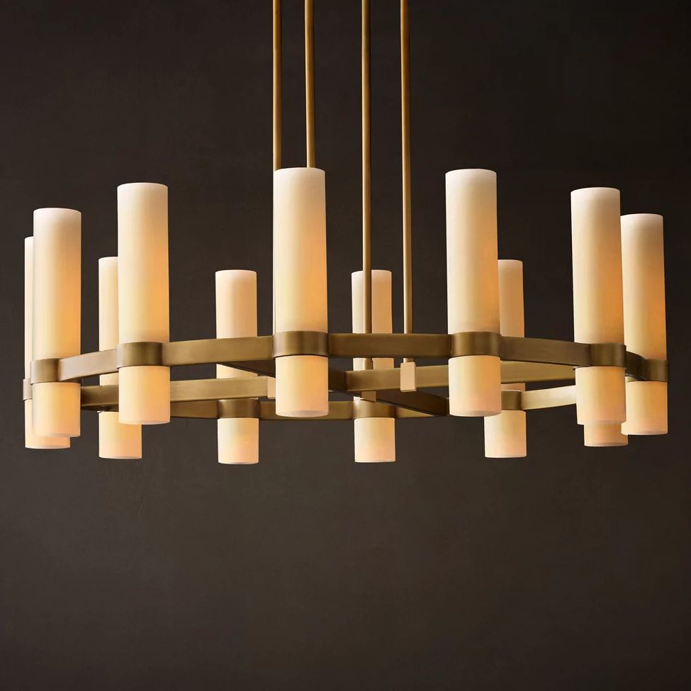 Ravelle Milk Glass Round Chandelier 36"