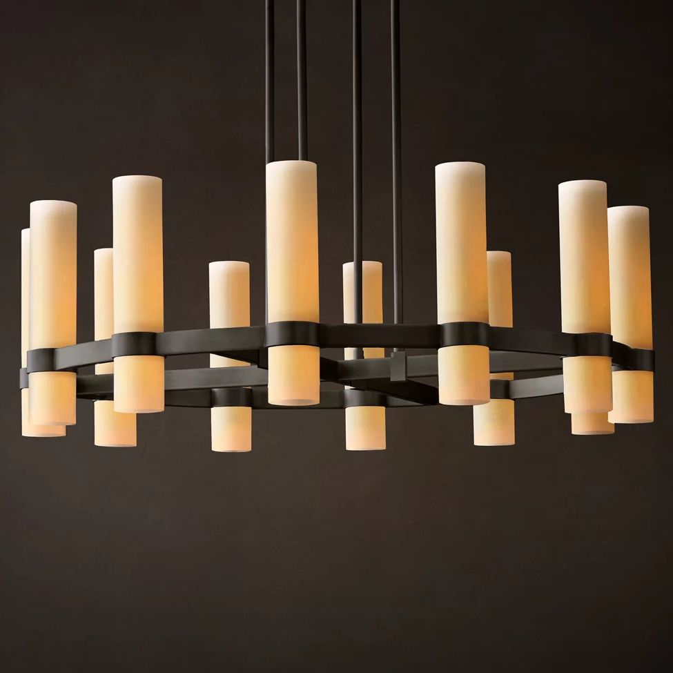 Ravelle Milk Glass Round Chandelier 36"