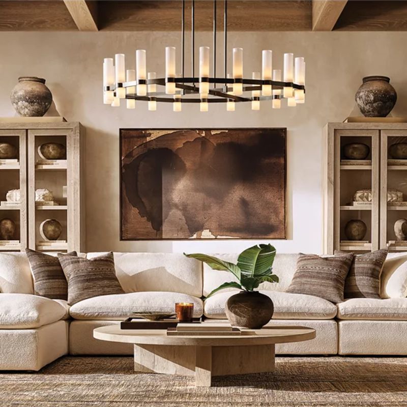 Ravelle Milk Glass Round Chandelier 36"