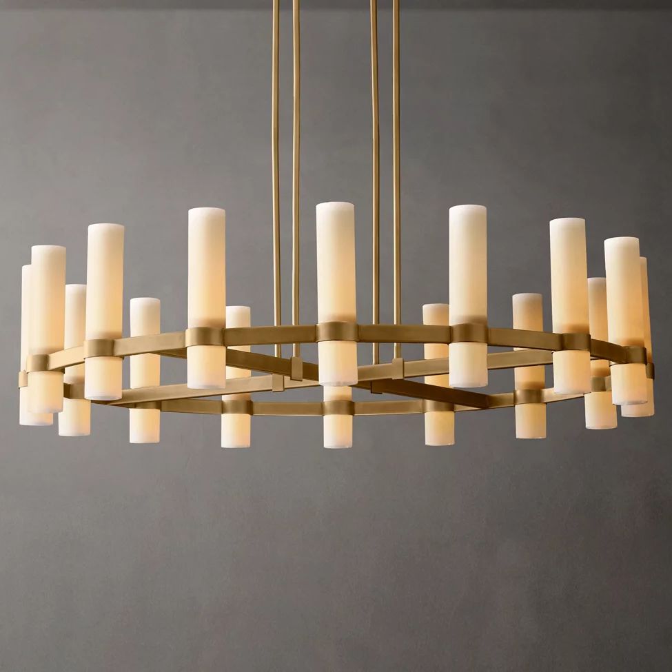 Ravelle Milk Glass Round Chandelier 48"