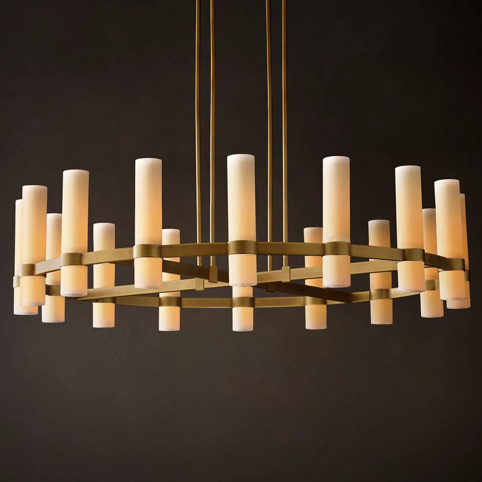 Ravelle Milk Glass Round Chandelier 48"