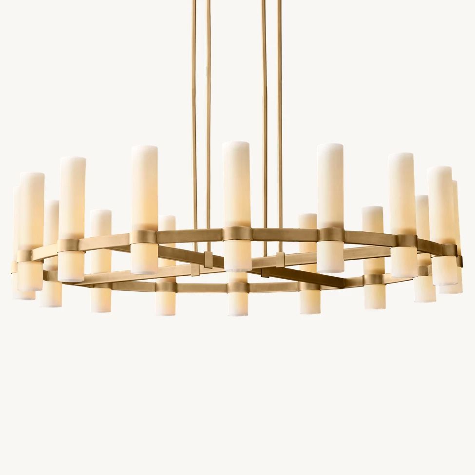 Ravelle Milk Glass Round Chandelier 48"