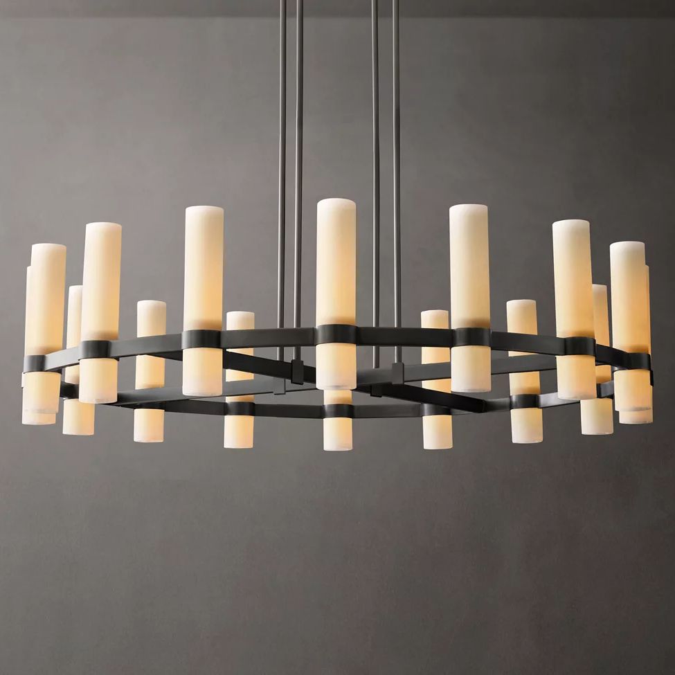 Ravelle Milk Glass Round Chandelier 48"