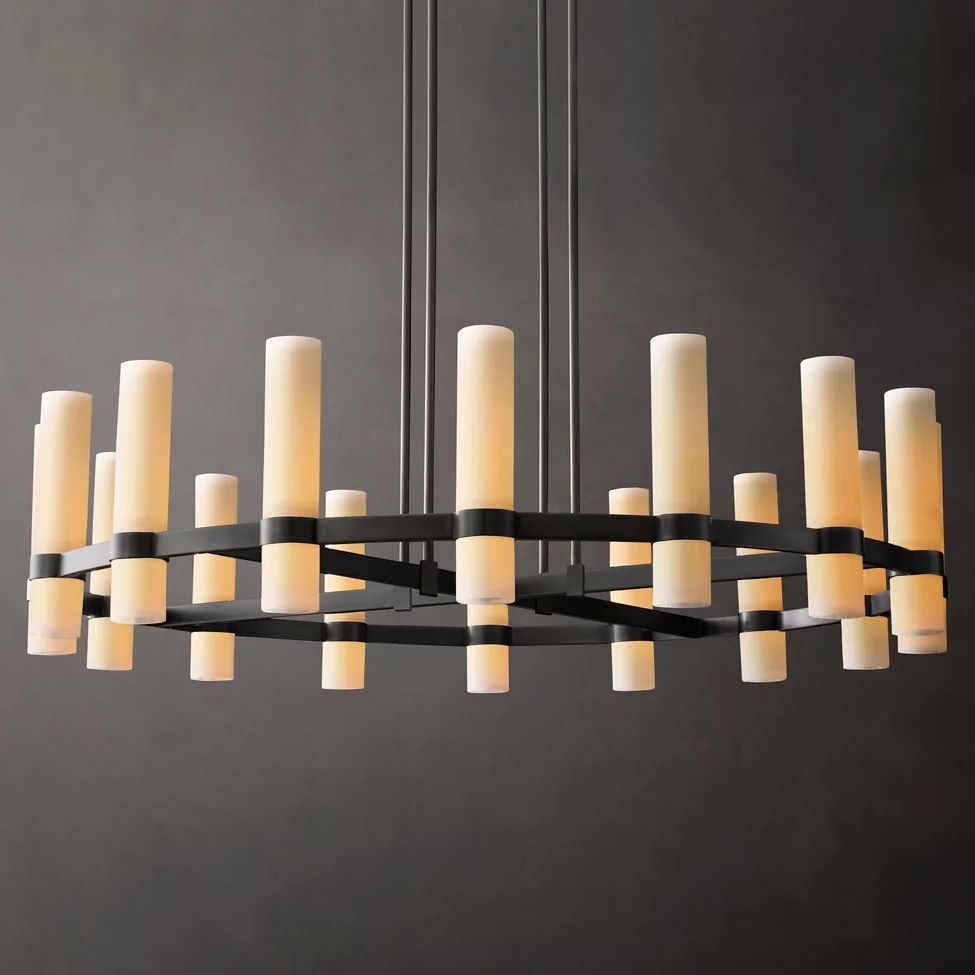Ravelle Milk Glass Round Chandelier 48"