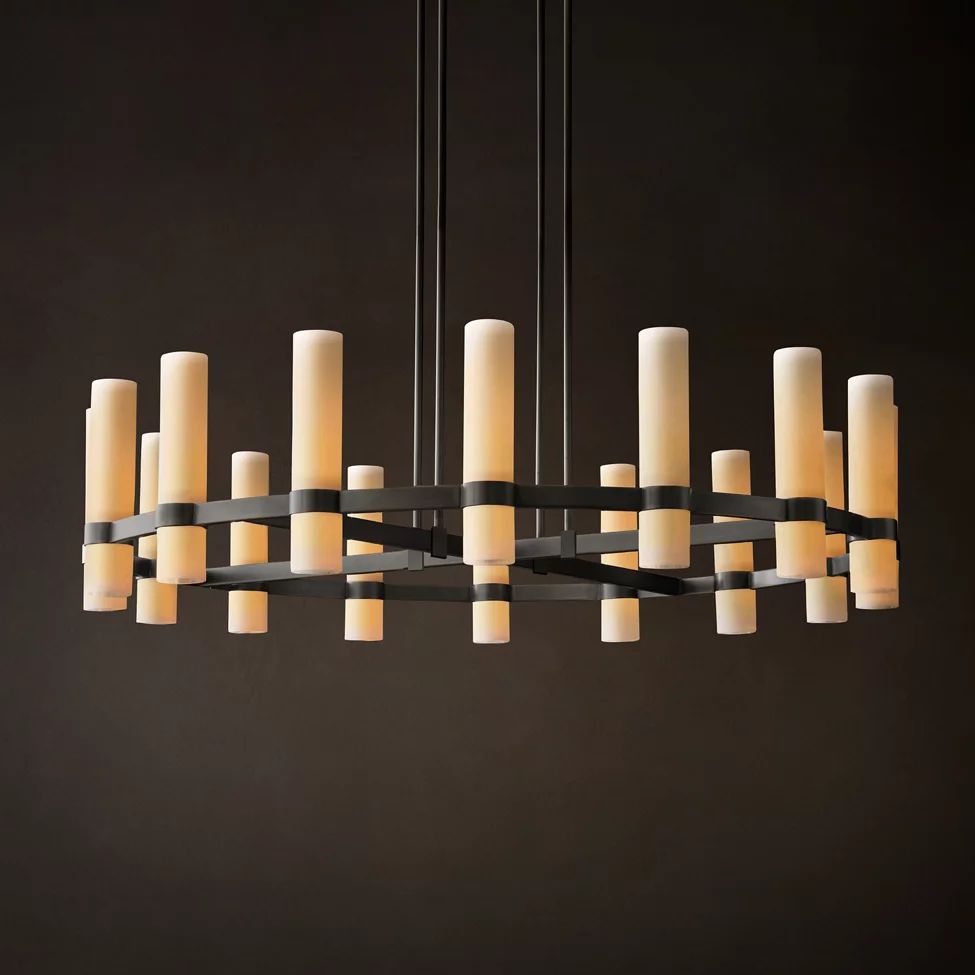 Ravelle Milk Glass Round Chandelier 48"
