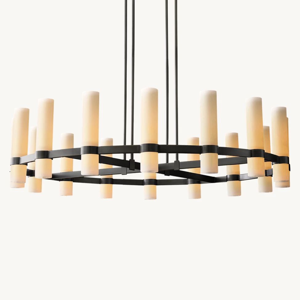 Ravelle Milk Glass Round Chandelier 48"