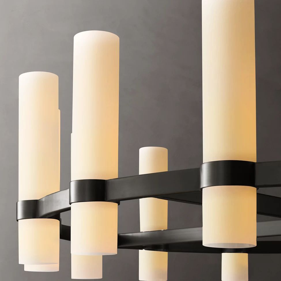 Ravelle Milk Glass Round Chandelier 48"