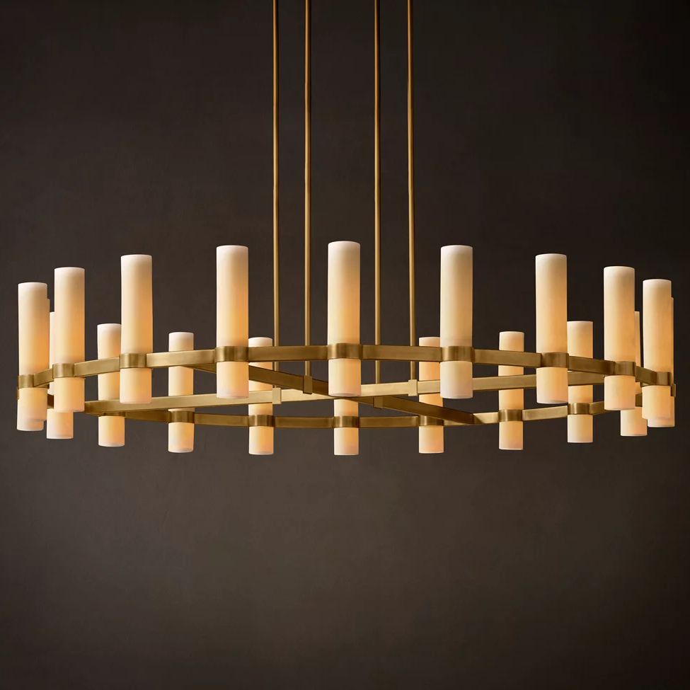 Ravelle Milk Glass Round Chandelier 60"