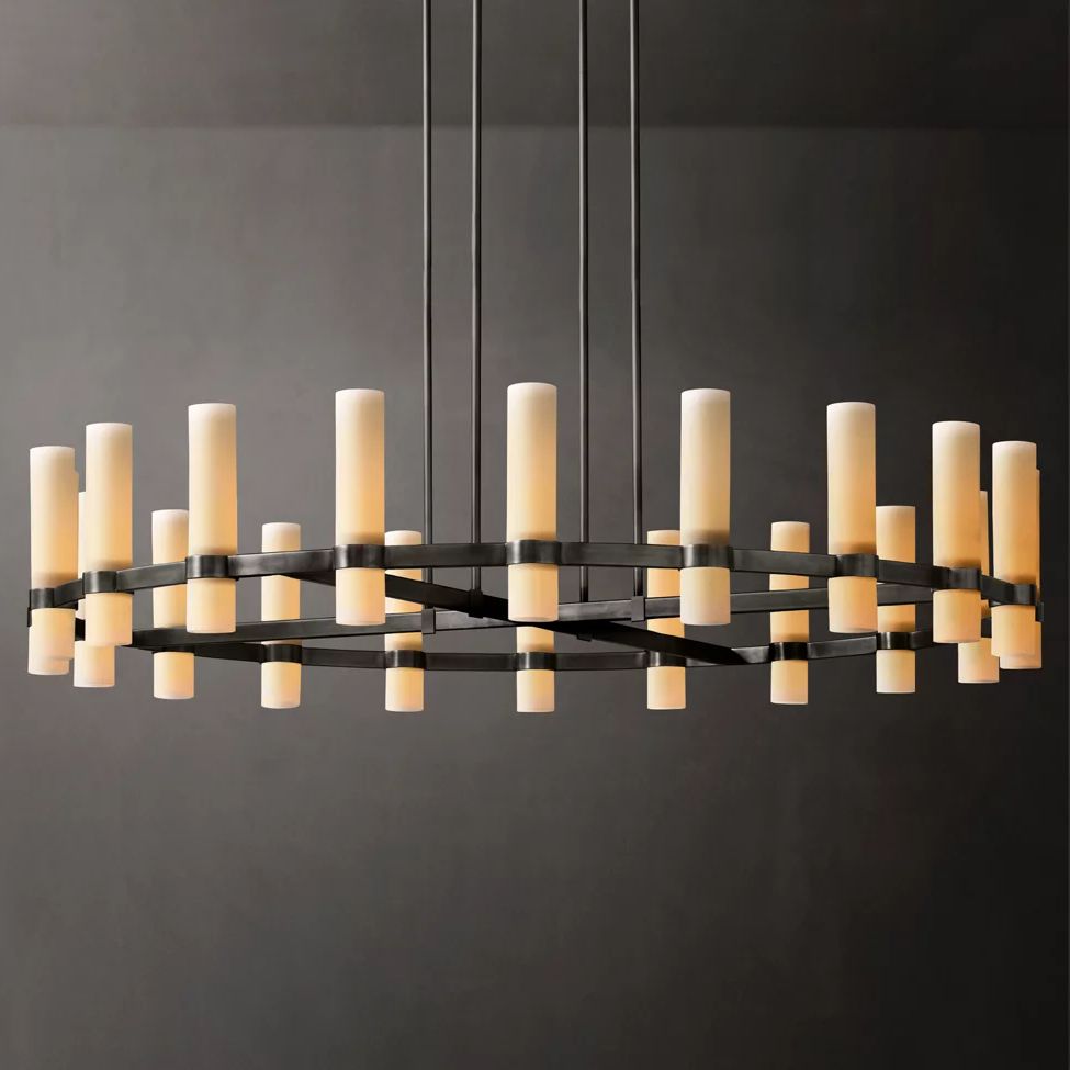 Ravelle Milk Glass Round Chandelier 60"