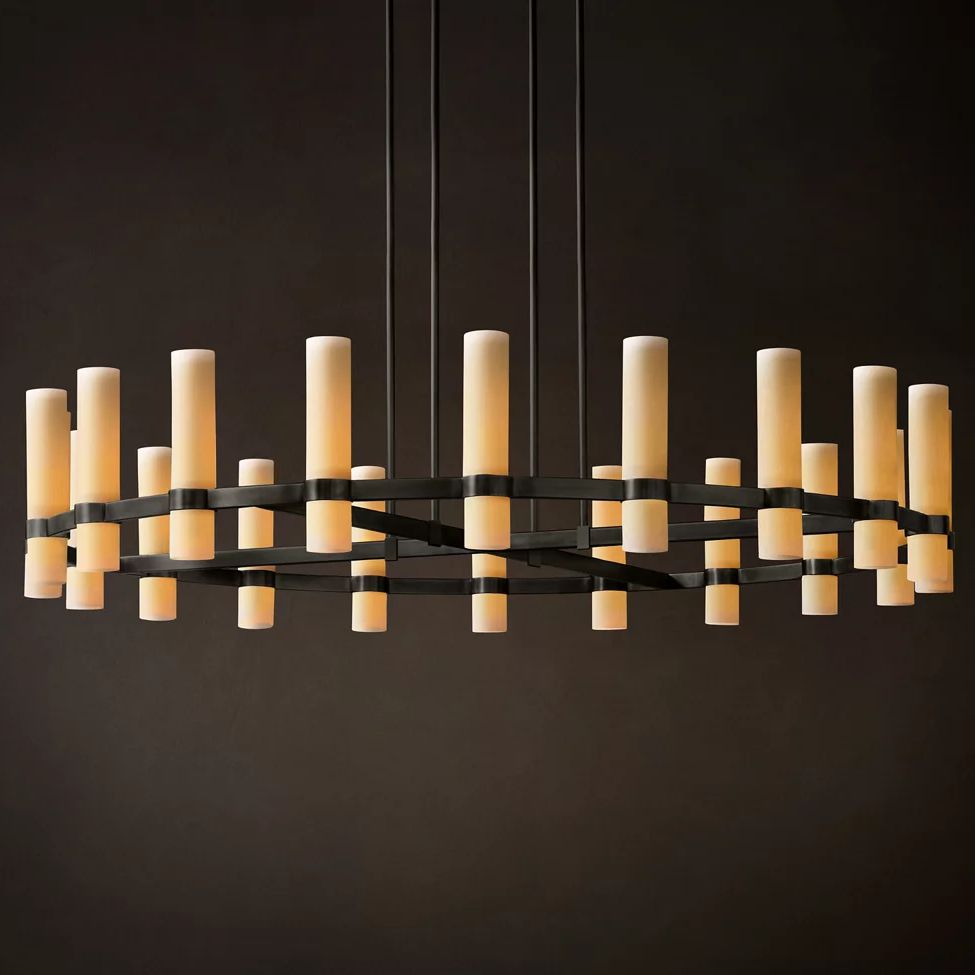 Ravelle Milk Glass Round Chandelier 60"