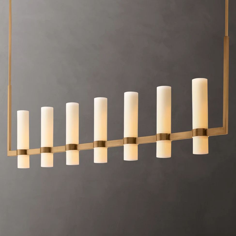 Ravelle Milk Glass Linear Chandelier 59"