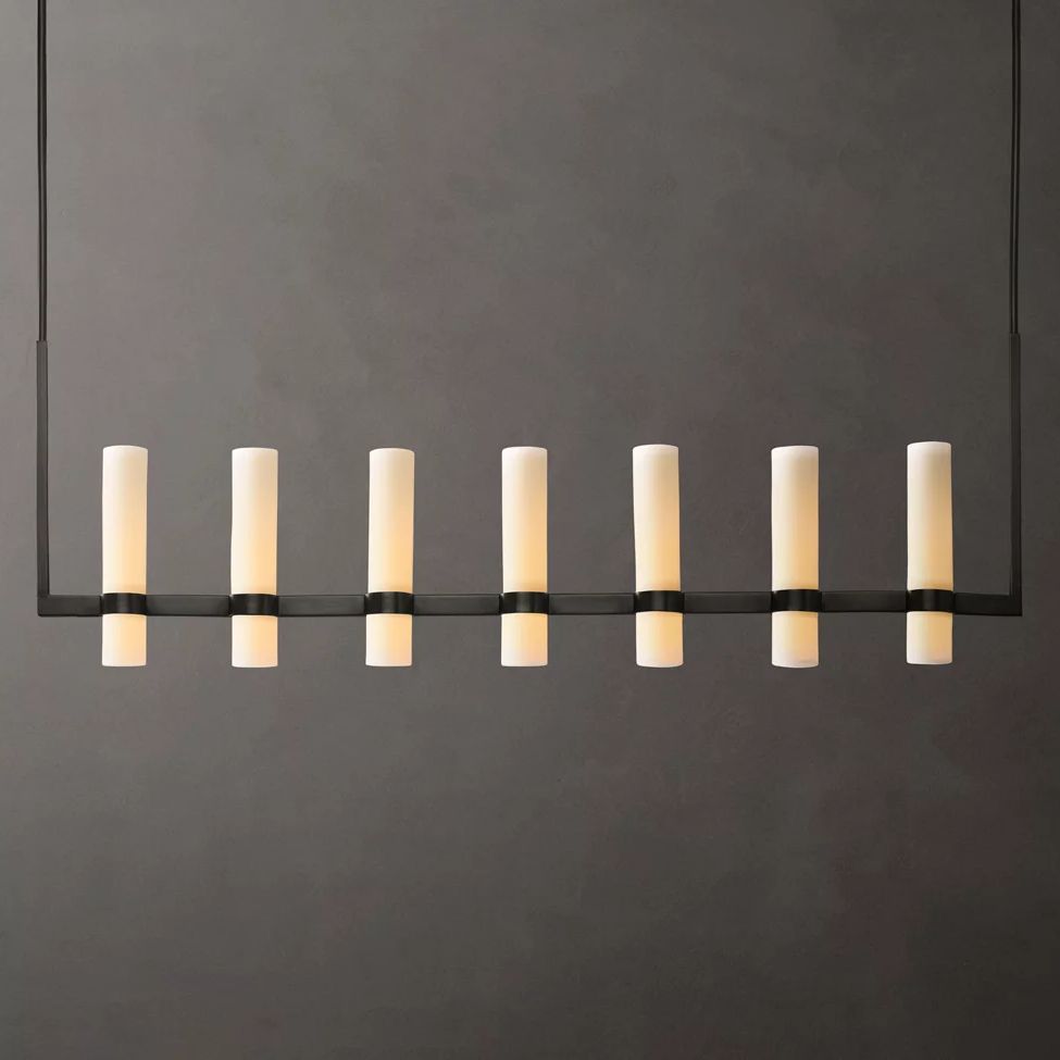 Ravelle Milk Glass Linear Chandelier 59"