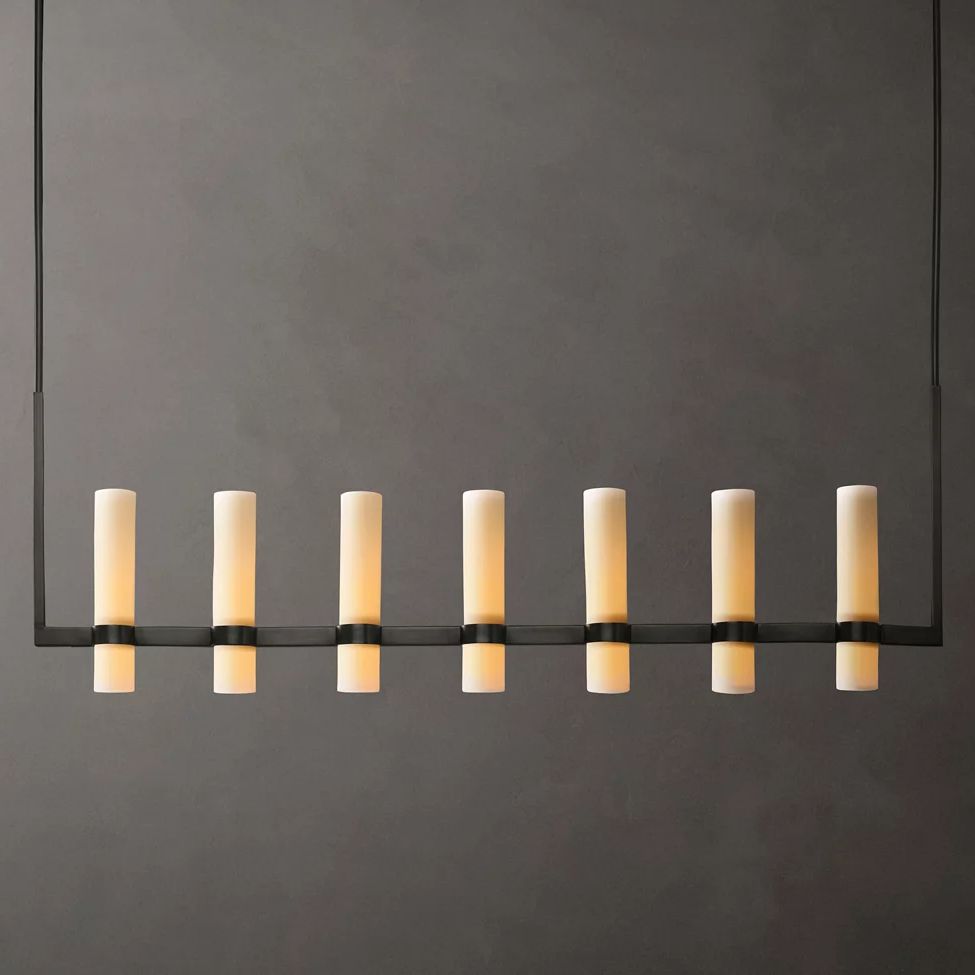 Ravelle Milk Glass Linear Chandelier 59"