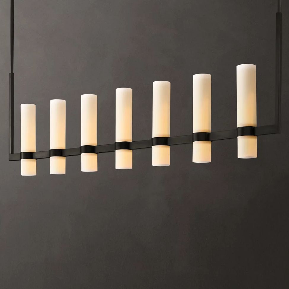 Ravelle Milk Glass Linear Chandelier 59"
