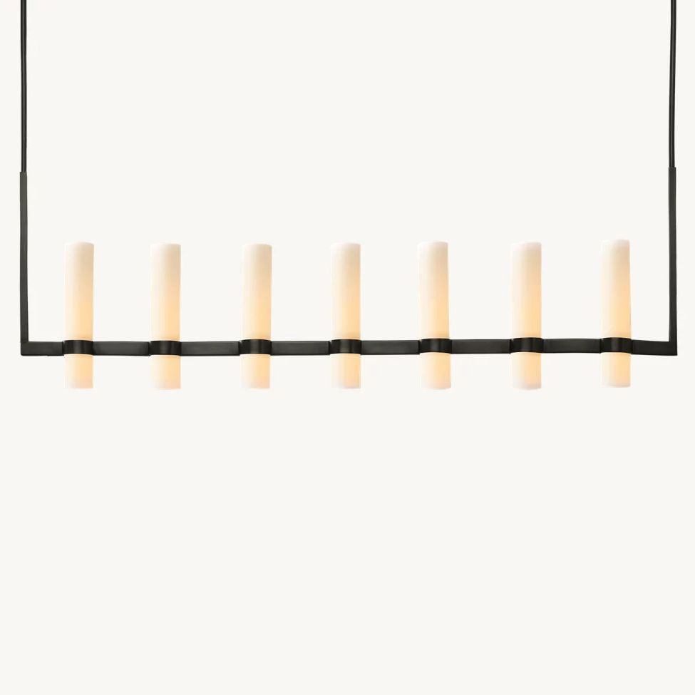 Ravelle Milk Glass Linear Chandelier 59"