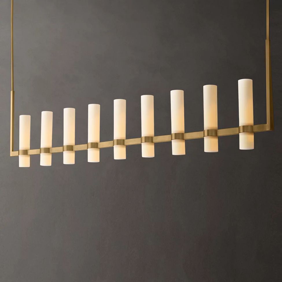 Ravelle Milk Glass Linear Chandelier 73"