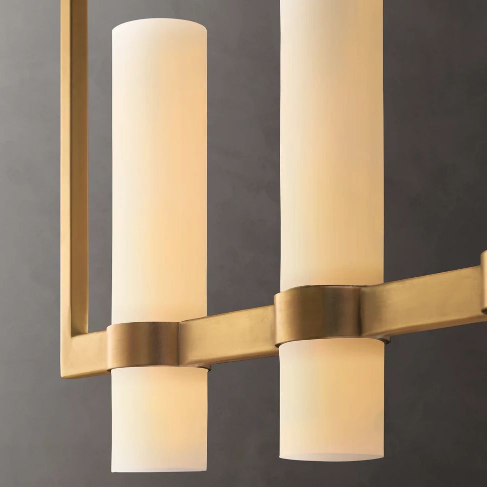 Ravelle Milk Glass Linear Chandelier 73"