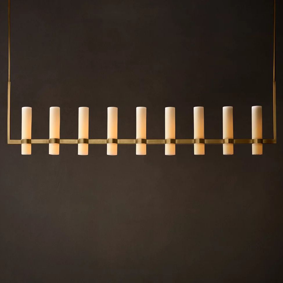 Ravelle Milk Glass Linear Chandelier 73"