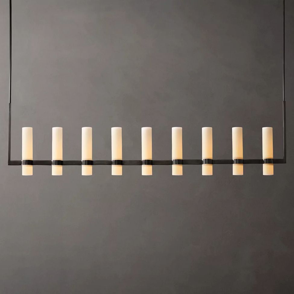 Ravelle Milk Glass Linear Chandelier 73"