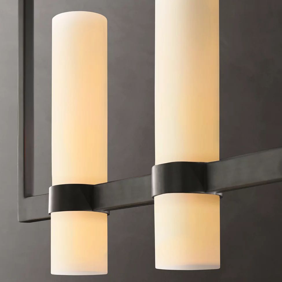 Ravelle Milk Glass Linear Chandelier 73"