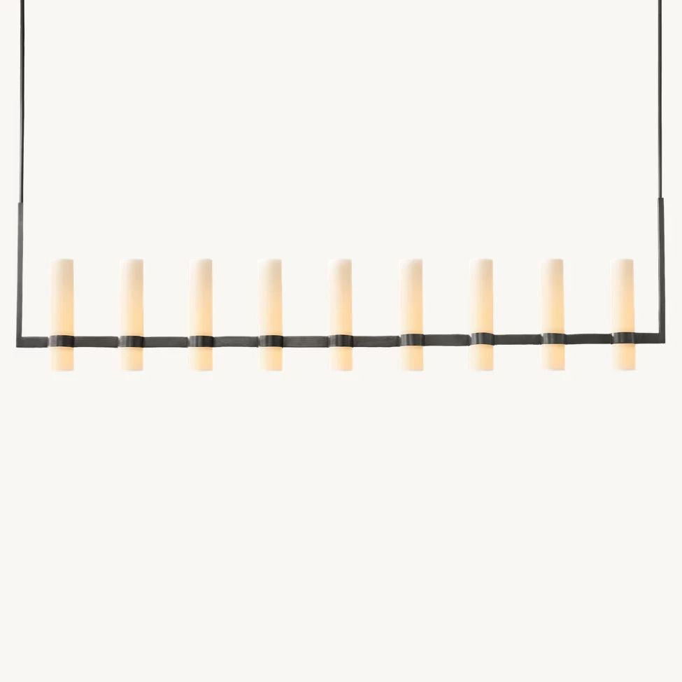 Ravelle Milk Glass Linear Chandelier 73"