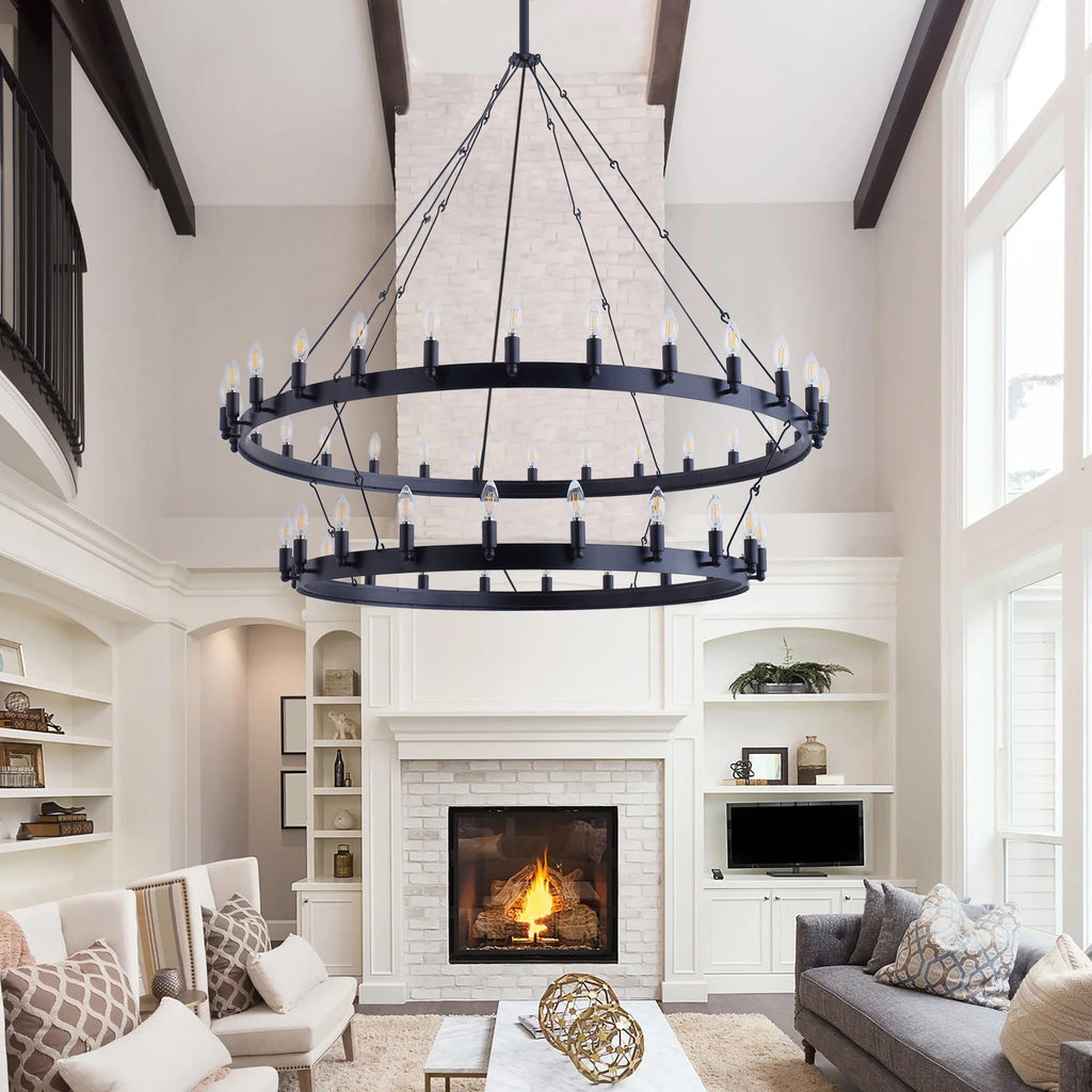 Camino Vintage Industrial Two-Tier Chandelier 38"