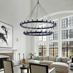 Camino Vintage Industrial Two-Tier Chandelier 38"