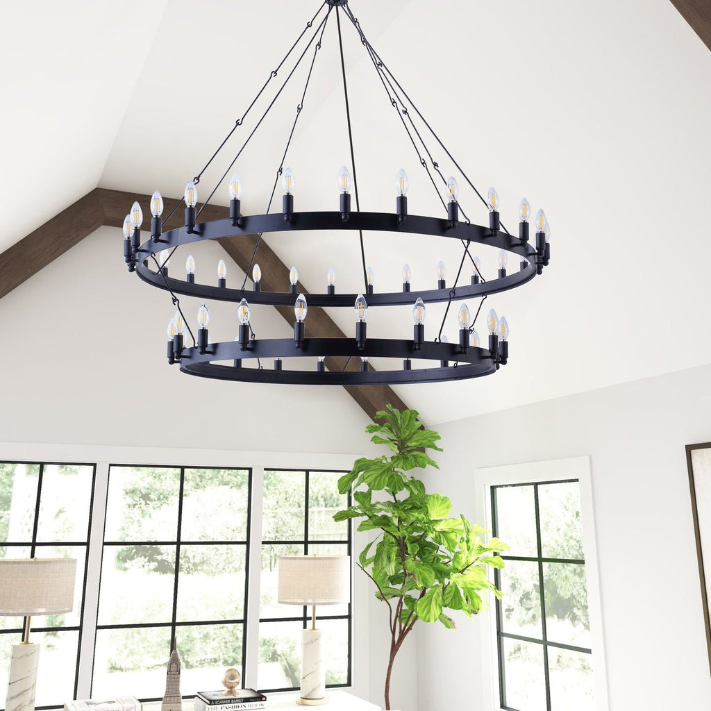 Camino Vintage Industrial Two-Tier Chandelier 38"