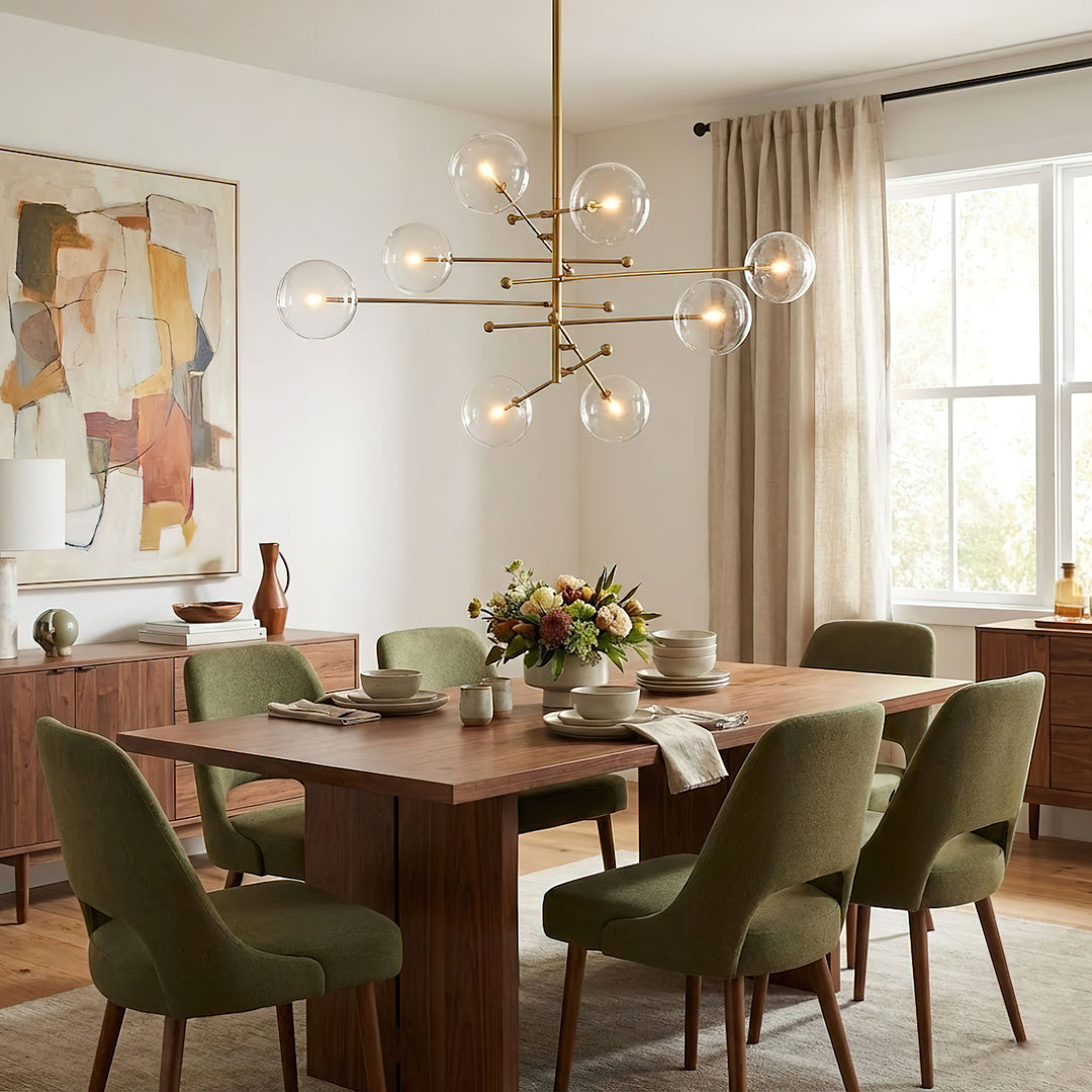 Lucelle Glass Globe Six-Arm Chandelier 40"