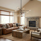 Lucelle Glass Globe Six-Arm Chandelier 40"