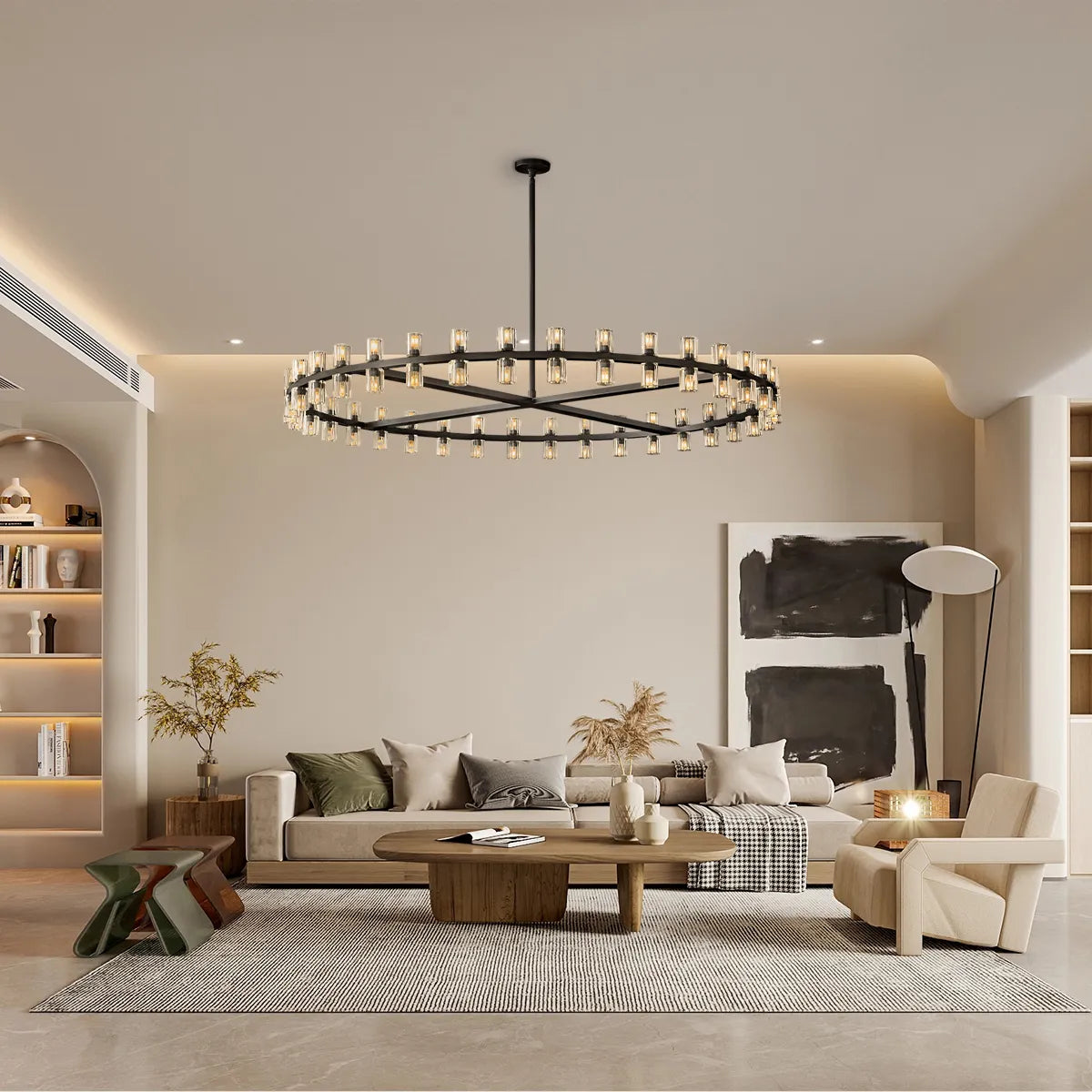 Arcachon Hexagon Crystal Round Chandelier 60"