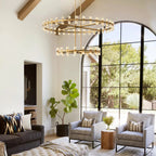 Arcachon Hexagon Crystal Two-Tier Round Chandelier 60"