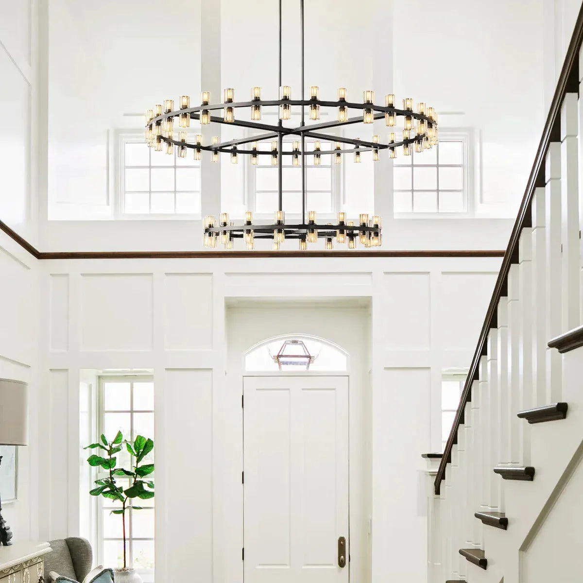 Arcachon Hexagon Crystal Two-Tier Round Chandelier 60"